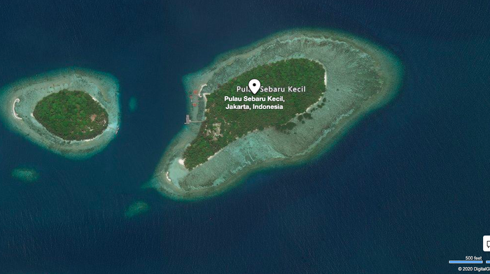 Peta Pulau Sebaru, Kepulauan Seribu, DKI Jakarta. (Foto: Google Map)