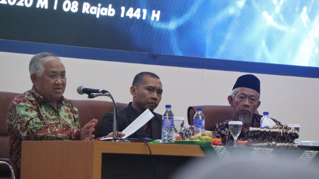 Din Syamsuddin saat acara di Universitas Muhammadiyah Sidoarjo. (Foto: Istimewa)