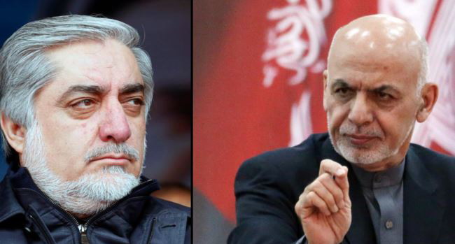 Presiden terpilih Ashraf Gani dan saingan pemilunya Abdullah Abdullah. (Foto: Voa)