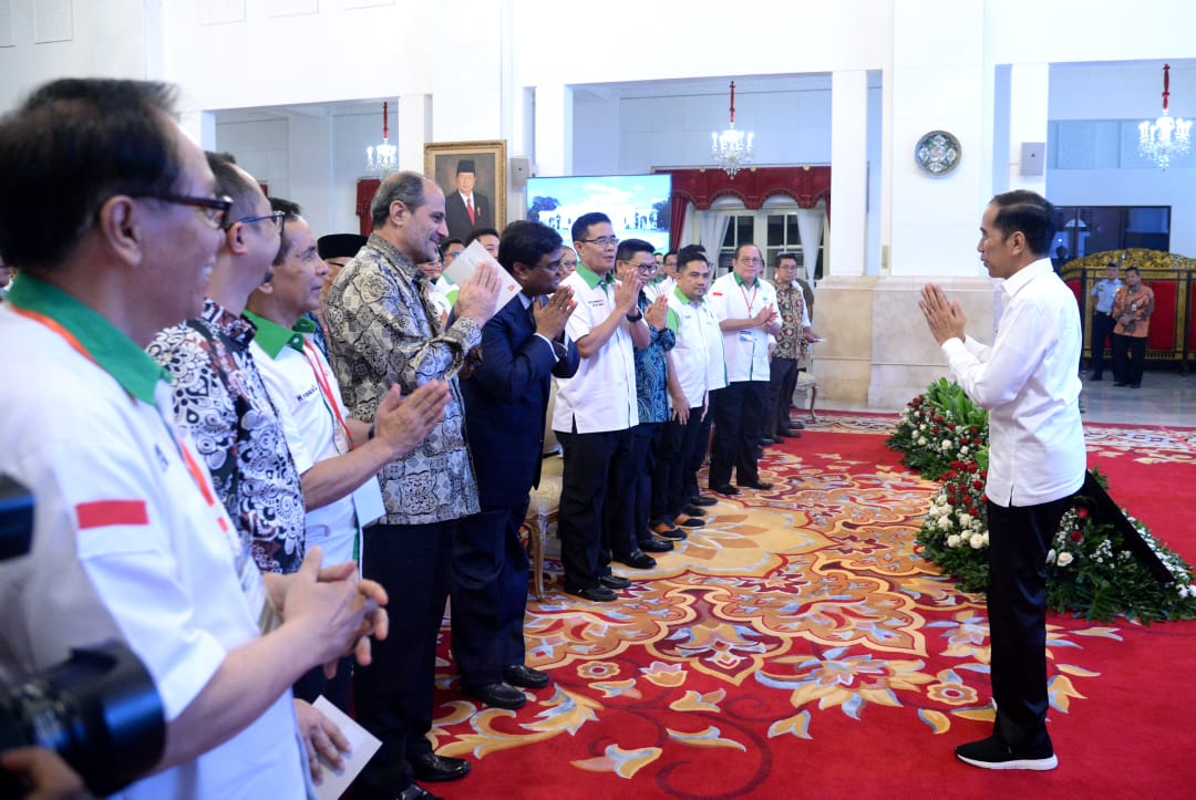 Presiden Joko Widodo (Jokowi) membuka Musyawarah Nasional Himpunan Kerukunan Tani Indonesia (HKTI) di Istana Negara, Jakarta, Kamis 12 Maret 2020. (Foto: Setpres)