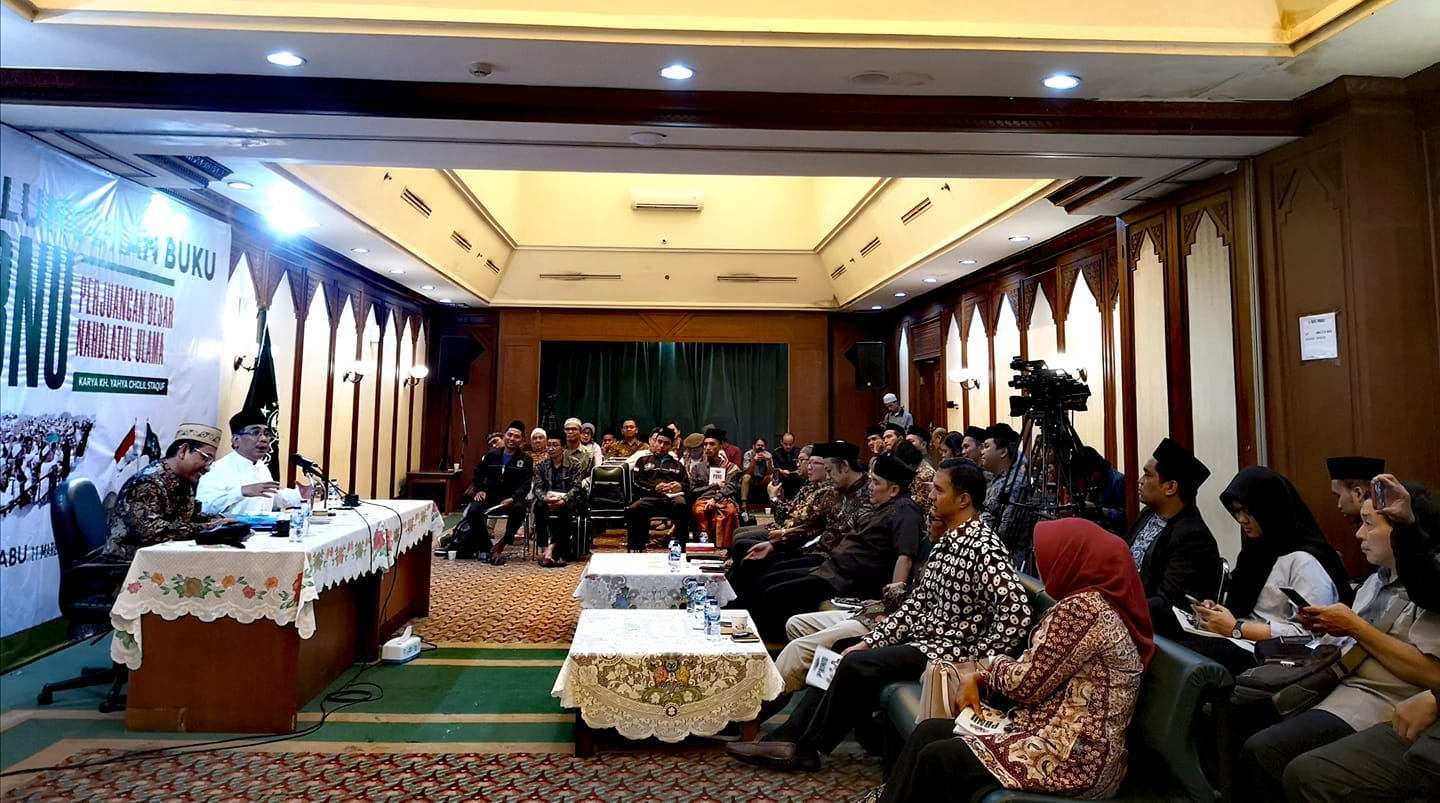 KH Yahya Cholil Staquf di depan undangan acara di PBNU Jakarta. (Foto: Istimewa)