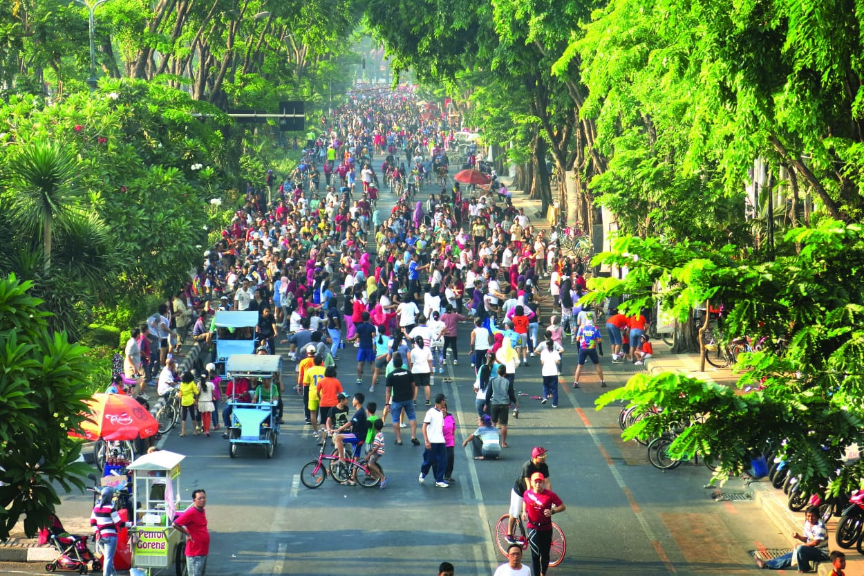 Car free day (CFD) di kawasan bungkul Kota Surabaya. (Foto: Istimewa)