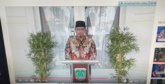 Bupati Pasuruan Irsyad Yusuf memimpin Musrenbang RKPD melalui youtube. (Foto: Dok Humas)