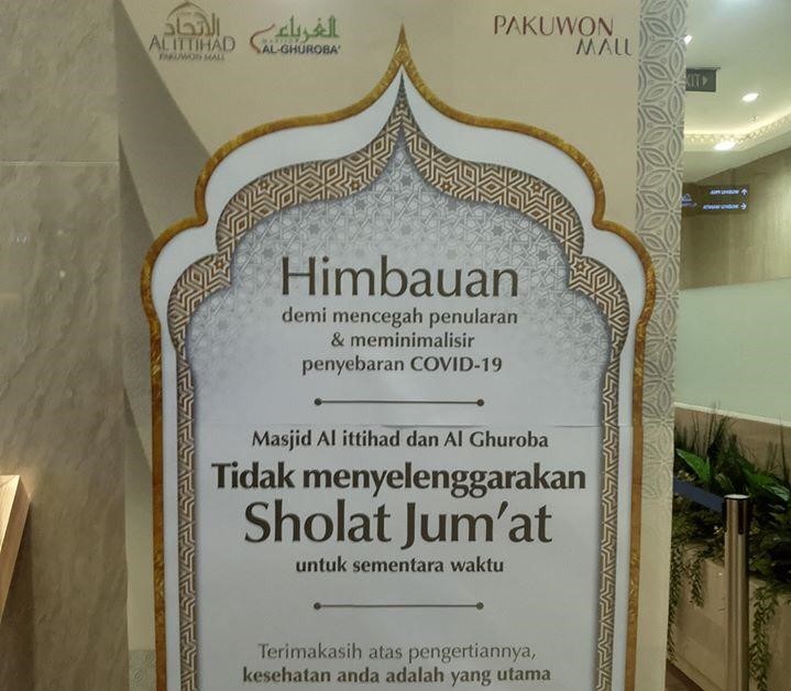 Antisipasi Corona, Masjid di Pakuwon Mall Tak Gelar Jumatan