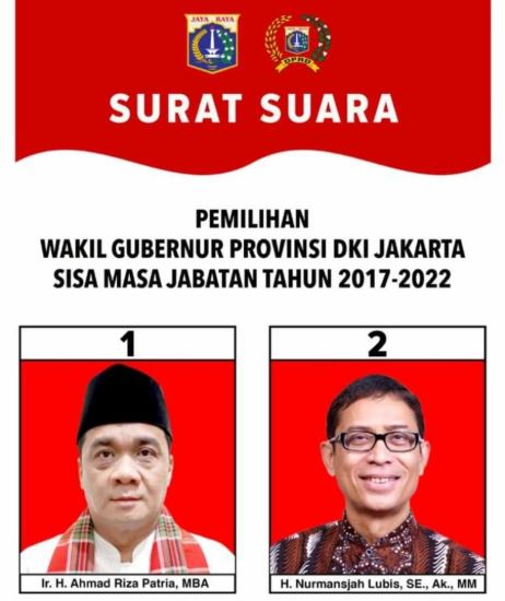 Riza Patria (kiri) terpilih sebagai Wakil Gubernur DKI Jakarta baru, menggantikan Sandiaga Salahuddin Uno, Senin 6 April 2020. (Foto: Dok. DPRD DKI)