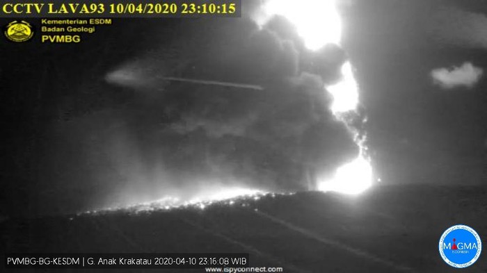 Erupsi Gunung Anak Krakatau terekam kamera cctv milik PVMBG. (Foto: PVMBG)