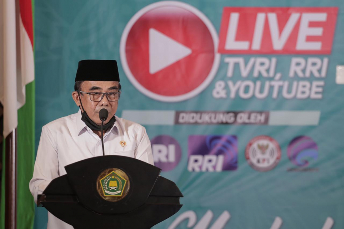 Menteri Agama Fachrul Razi ketika membuka Dzikir Nasional di Jakarta. (Foto: Kemenag)