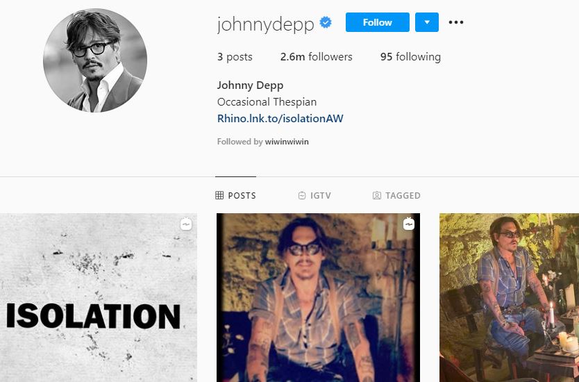 Akun Instagram aktor Hollywood, Johnny Deep. (Foto: Instagram)