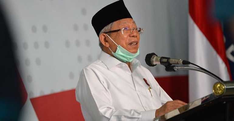 Wakil Presiden KH Ma'ruf Amin saat memberikan tausiyah. (Foto: BNPB)