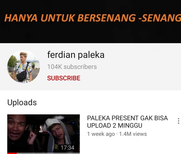 Kanal YouTube Ferdian Paleka. (Foto: YouTube)