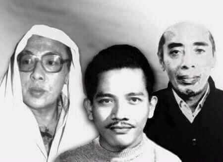 Gus Miek, di antara KH Achmad Siddiq dan KH Hamid Pasuruan. (Foto:Istimewa)