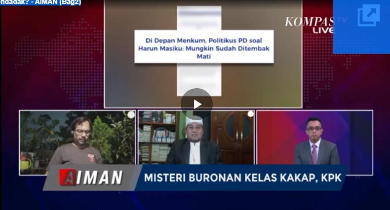 Koordinator Masyarakat Antikorupsi (MAKI), Bonyamin Saiman saat mengungkapkan Harun Masiku ditembak mati. (Foto: YouTube/Komas.TV)