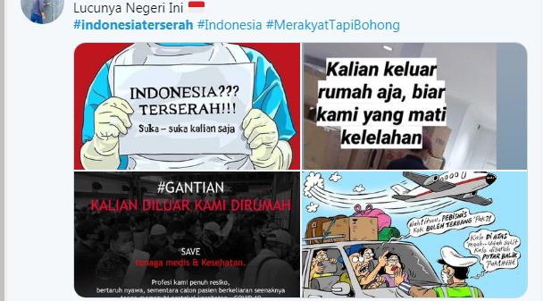 Tagar Indonesia Terserah trending di Twitter mengikuti aksi kekecewaan tenaga medis dan tenaga kesehatan di Indonesia tentang kebijakan pemerintah melawan covid-19. (Tangkapan layar/Ngopibareng.id)