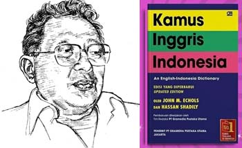 Hassan Shadily, dan kamus bahasa Inggris-Indonesia. (Foto:Istimewa)