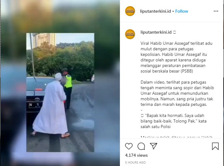 Video Habib Umar Assegaf yang viral di Instagram. (Instagram)