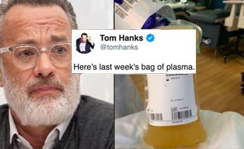 Tom Hanks dan plasma darahnya untuk penelitian COVID-19. (Foto: Reuters)