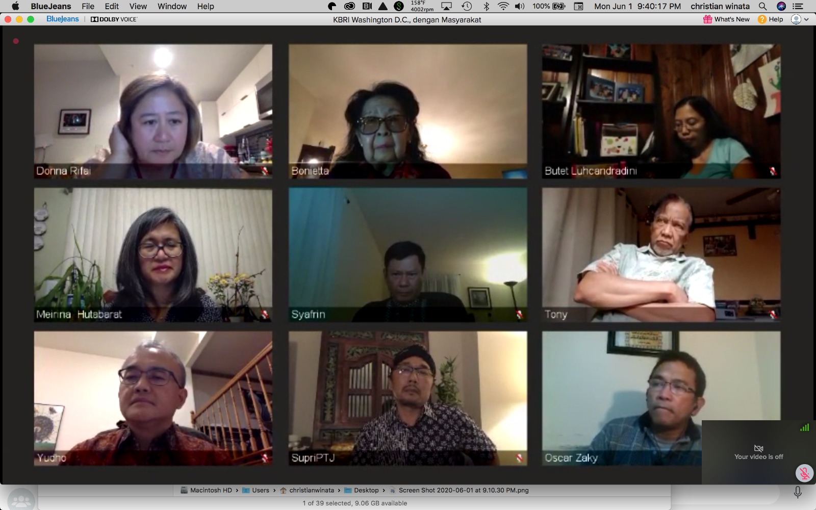 Pertemuan rutin virtual diinsiasi KBRI Washington, AS. (Foto: kemlu)