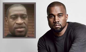 Kanye West (kanan), akan biayai anak George Floyd. Inzet, George Floyd. (Foto:Reuters/ngopibareng)