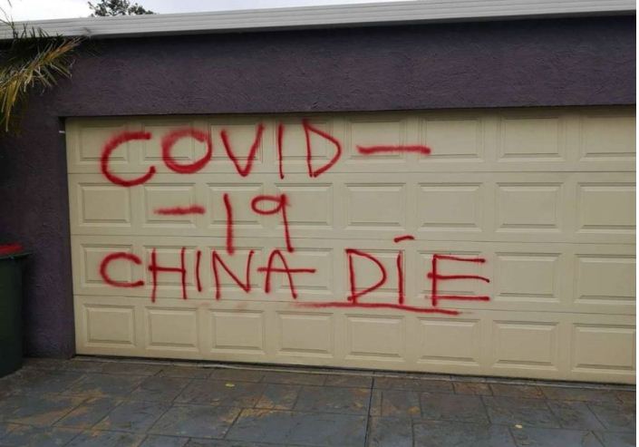 Salah satu vandalisme yang menimpa rumah keluarga China-Australia di Melbourn. (ABC) 
