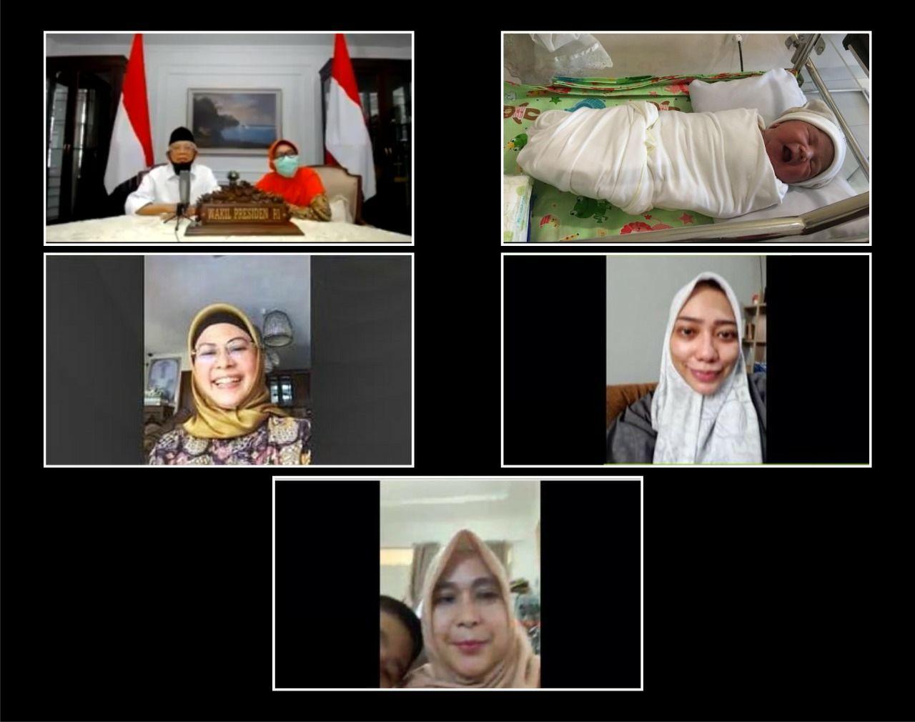 Wapres Ma'ruf Amin menyambut keadiran cucunya yang ke-25 secara virtual dari rumah dinas di Jalan Diponegoro, Menteng, Jakarta Pusat. (Setwapres)