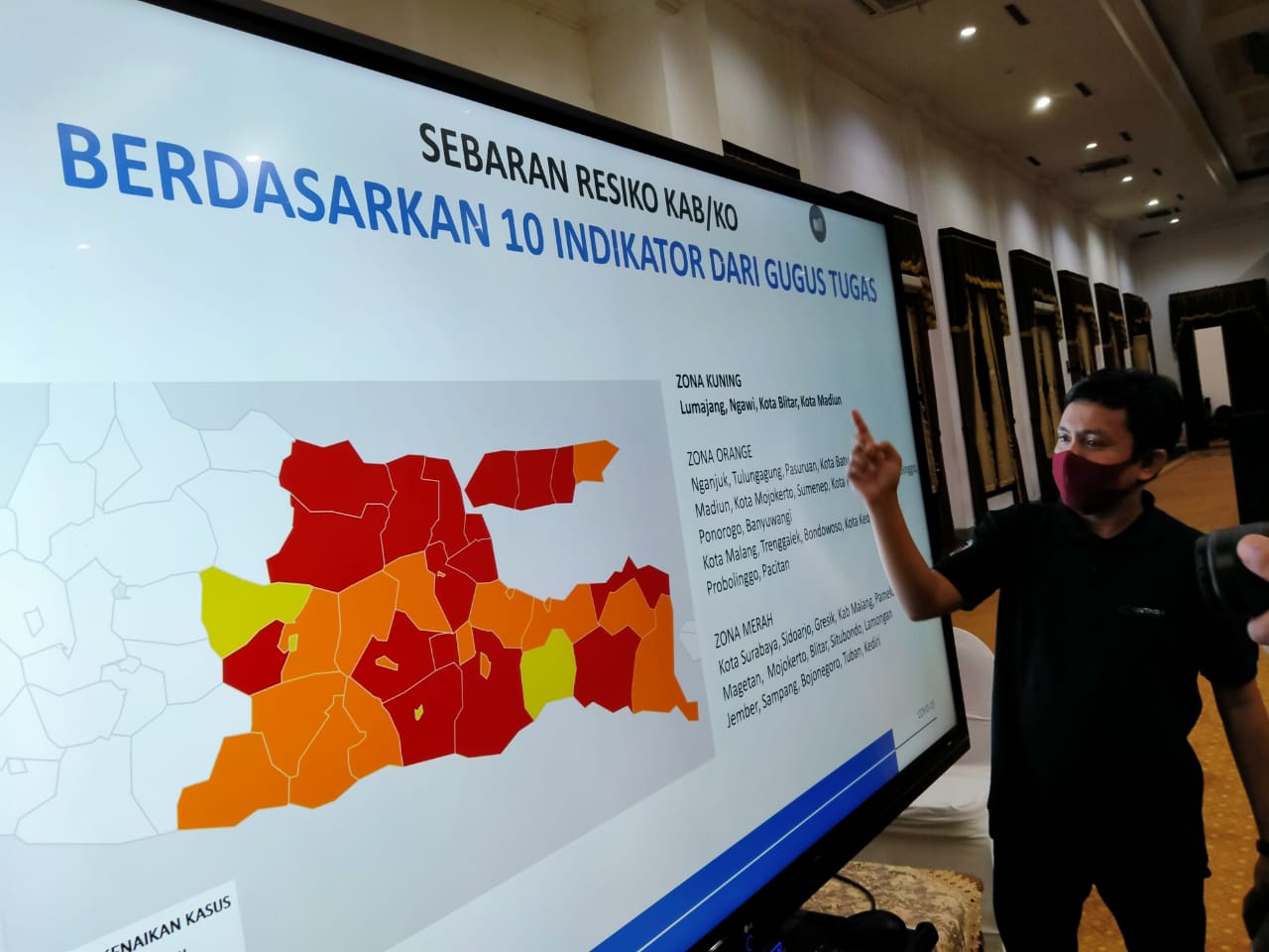 Konferensi pers perkembangan terbaru penularan virus Corona di Jawa Timur. (Foto: Fariz Yarbo/Ngopibareng.id)