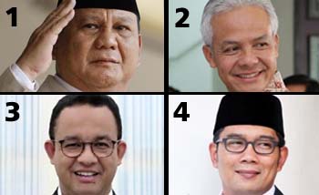 Prabowo, Ganjar Pranowo, Anies Baswedan dan Ridwan Kamil. (Ngopibareng)