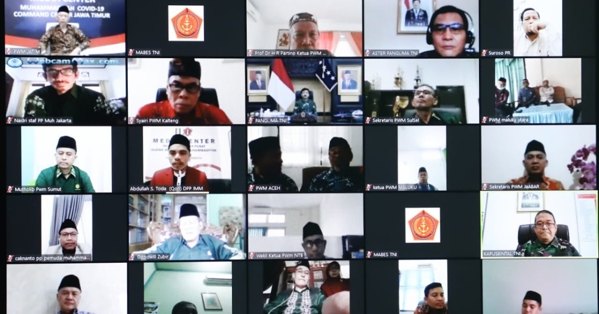 Panglima TNI Marsekal TNI Hadi Tjahjanto saat halal bihalal virtual dengan PBNU di Jakarta. (Foto:istimewa)