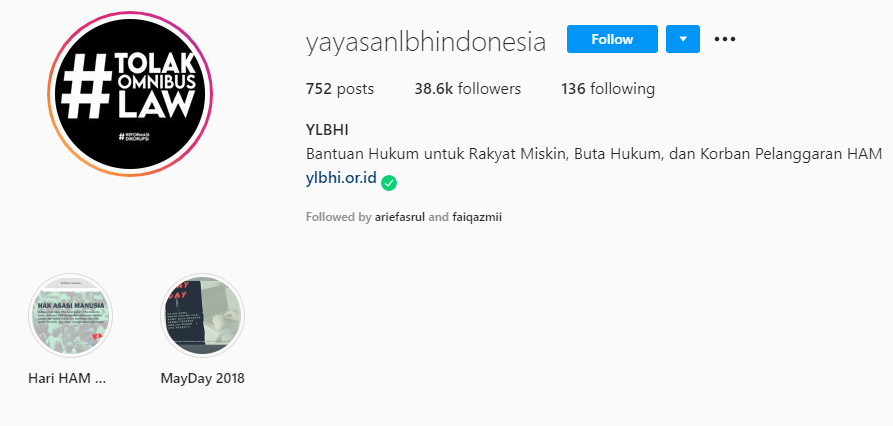 Tangkapan layar akun Instagram @yayasanylbhindonesia. (Foto: Instagram)