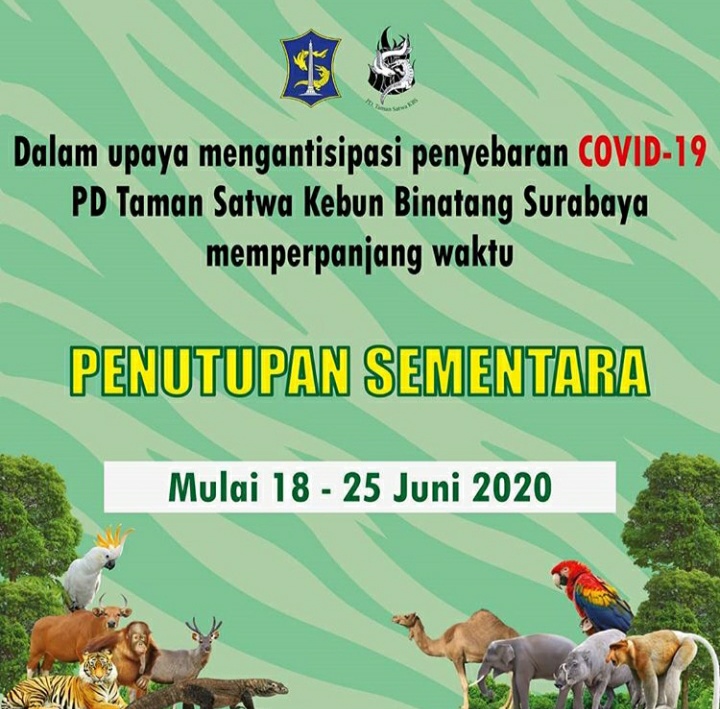 Perpanjangan penutupan Kebun Binatang Surabaya (KBS). (Foto: Istimewa)