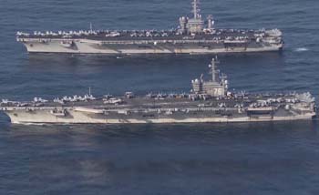 Dua kapal induk AS segera diluncurkan ke kawasan Laut China Selatan, Kapal USS Ronald Reagan dan USS Nimitz. (Foto:Youtube)