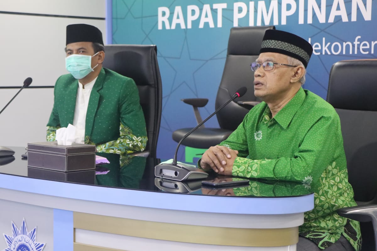 Ketua Umum PP Muhammadiyah Haedar Nashir dalam rapat pimpinan tingkat pusat organisasinya. (Foto: Istimewa)