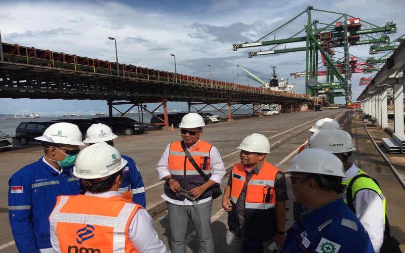 Tim PT PGN Tbk meninjau pelabuhan Tanjung Perak dekat pembangunan Terminal LNG Teluk Lamong. (Foto: PGN)