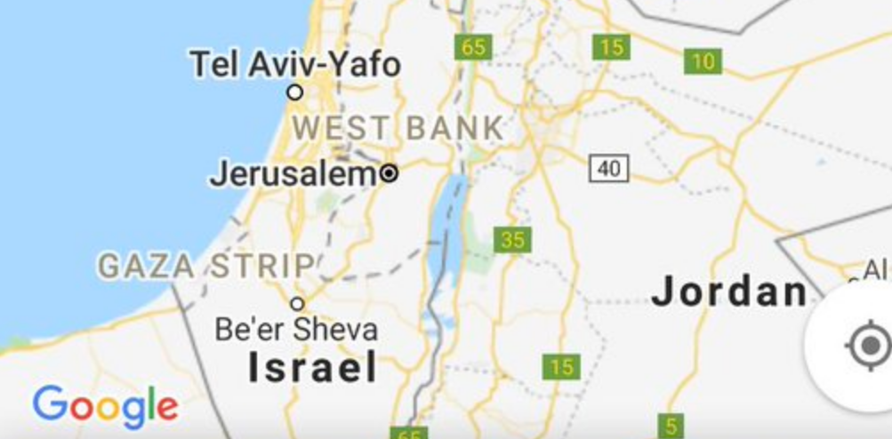 Nama Palestina tidak pernah ada di Google Maps. (Foto: Google Maps)