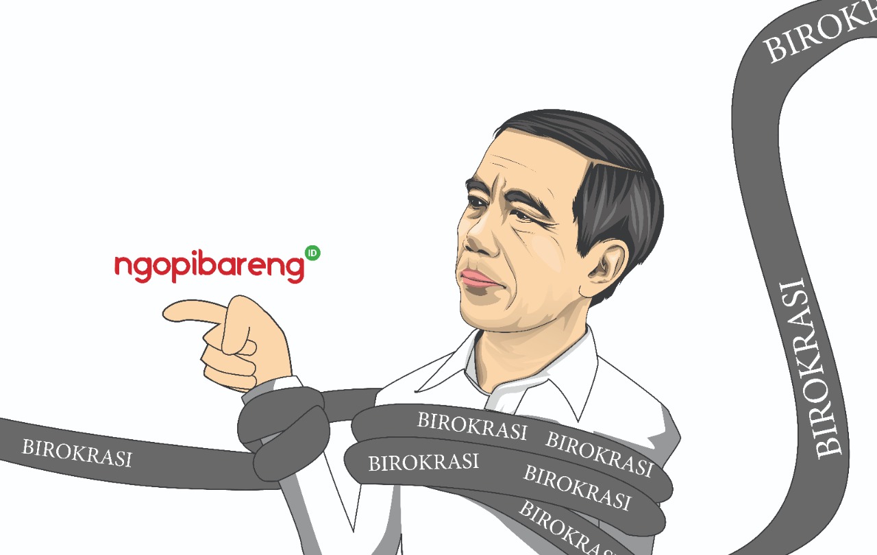 Jerat birokrasi pemerintah Jokowi, catatan Arif Afandi. (Ilustrasi/ Fa Vidhi Ngopibareng.id)