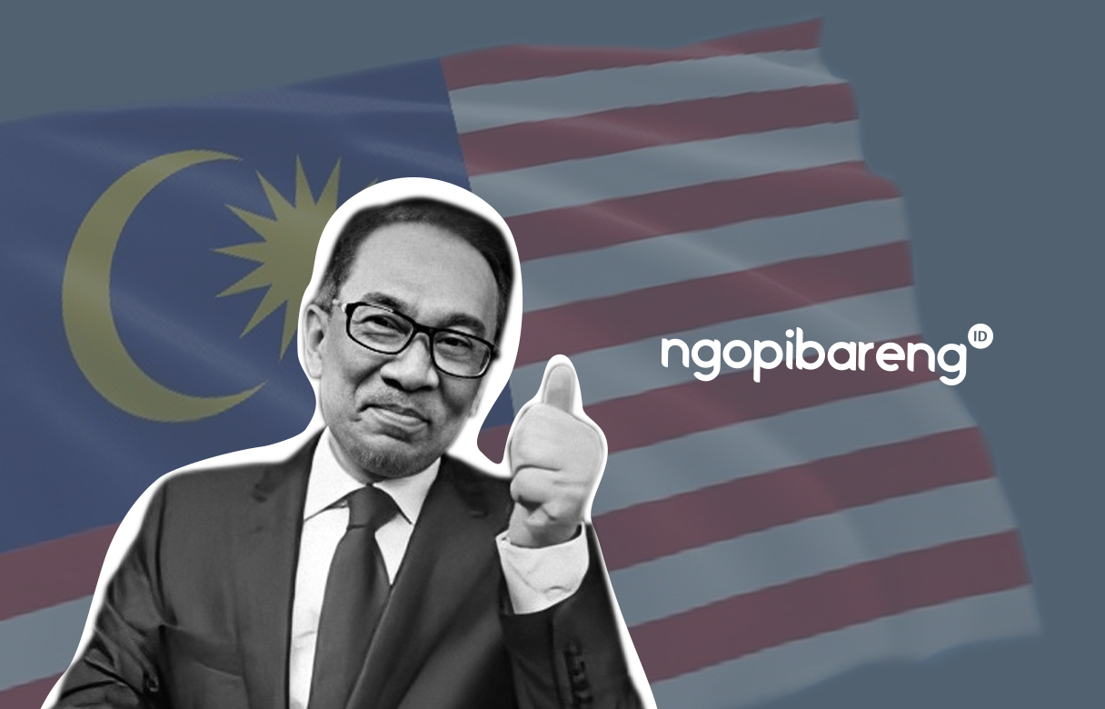 Ilustrasi Anwar Ibrahim gagal mendapatkan jatah kursi Perdana Menteri (PM) Malaysia yang dijanjikan Mahathir Mohamad. (Grafis: Fa Vidhi/Ngopibareng.id)