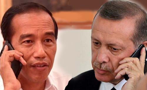Presiden RI Joko Widodo dan Presiden Turki  Recep Tayyip Erdogan. (Foto:Ant/Reuters/Ngopibareng)
