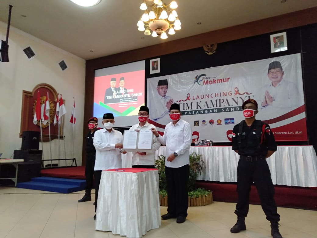 Proses launching tim kampanye pemenangan Bapaslon Bupati Malang, Sanusi dan Didik Gatot Subroto (Foto: istimewa)