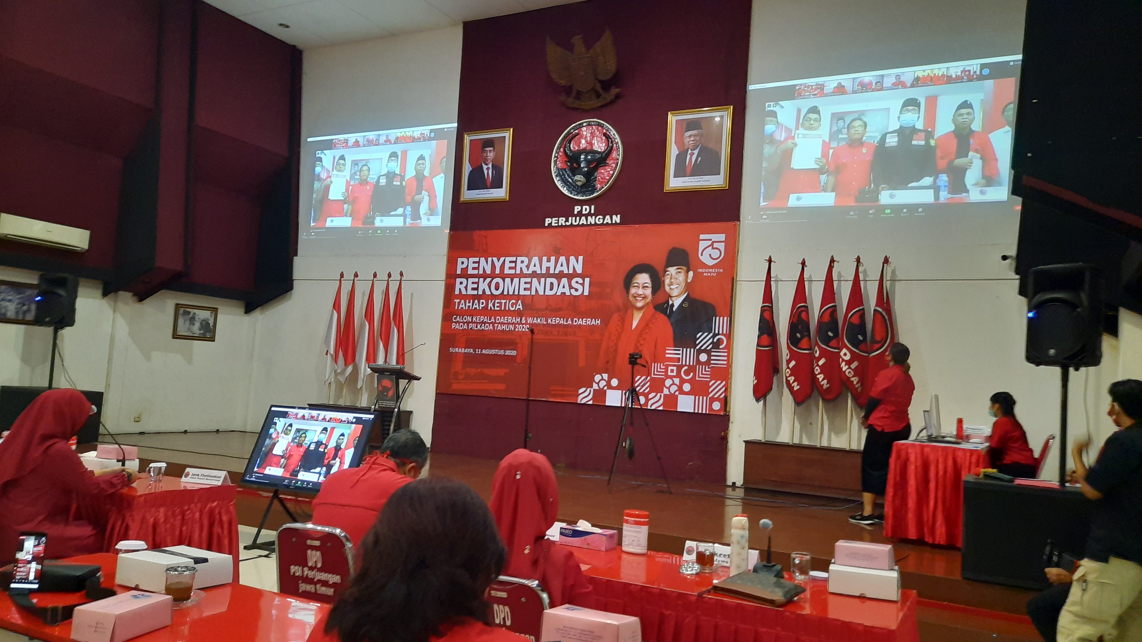 Pengumuman rekom di DPD PDIP Jawa Timur. (Foto: Alief Sambogo/ngopibareng.id)