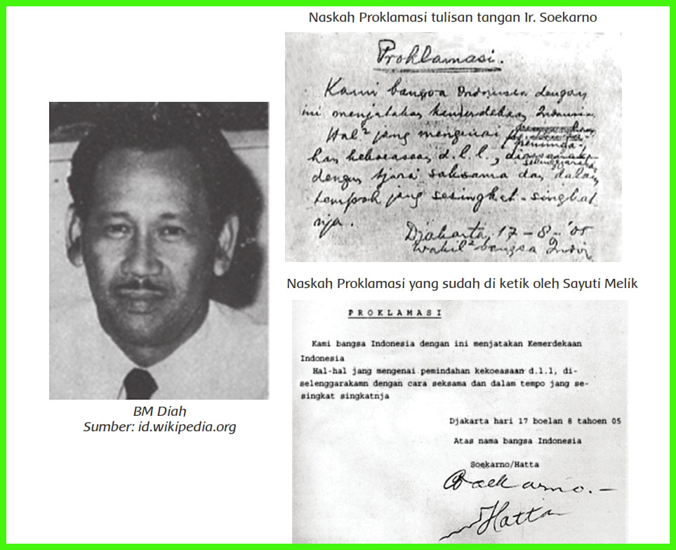 BM Diah dan Teks Proklamasi 17 Agustus 1945 asli disimpan BM Diah selama 49 tahun. (Foto: Istimewa)