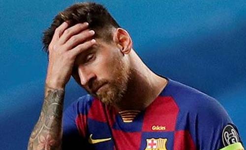 Lionel Messi, kapten Barcelona sedih usai dibantai Bayern Muenchen di kandang sendiri, Minggu dini hari. (Foto:Reuters) 
