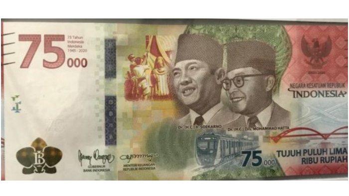 Uang pecahan baru Rp 75.000. Peluncuran uang ini bertepatan dengan momen HUT ke-75 RI, Senin 17 Agustus 2020. (Foto: Dok. BI)