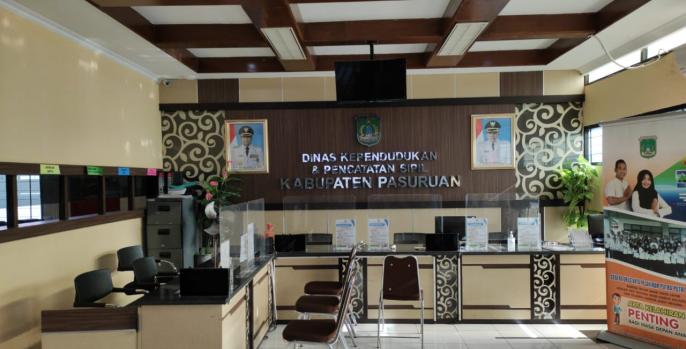 Kantor Dispenduk Capil Kabupaten Pasuruan ditutup sementara, usai 2 ASN terpapar covid-19. (Foto: Dok Humas)