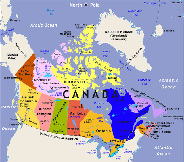 Peta negara Kanada. (Foto: Geografi.org)