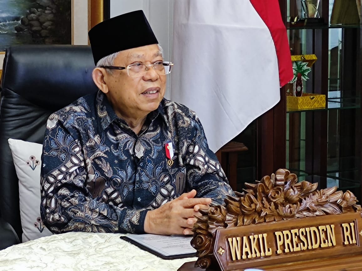 Wakil Presiden Ma'ruf Amin saat menjelaskan soal proses sertifikasi halal vaksin Covid-19. (Foto: Setwapres)