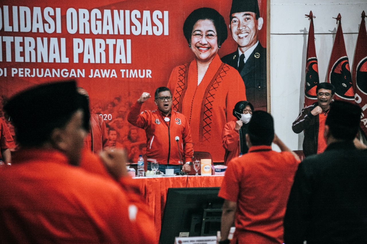 Sekretaris Jenderal (Sekjen) Hasto Kristiyanto hadir di konsolidasi internal partai di Surabaya, Minggu 31 Agustus 2020. (Foto: Alief Sambogo/Ngopibareng.id)