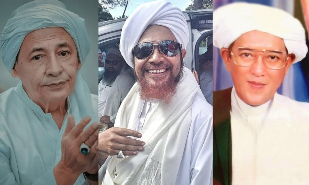 Habib Luthfi bin Yahya, Habib Umar bin Hafidz dan KH Muhammad Zaini bin Abdul Ghani alias Abah Guru Sekumpul. (Ilustrasi: fa-vidi/Ngopibareng.id)