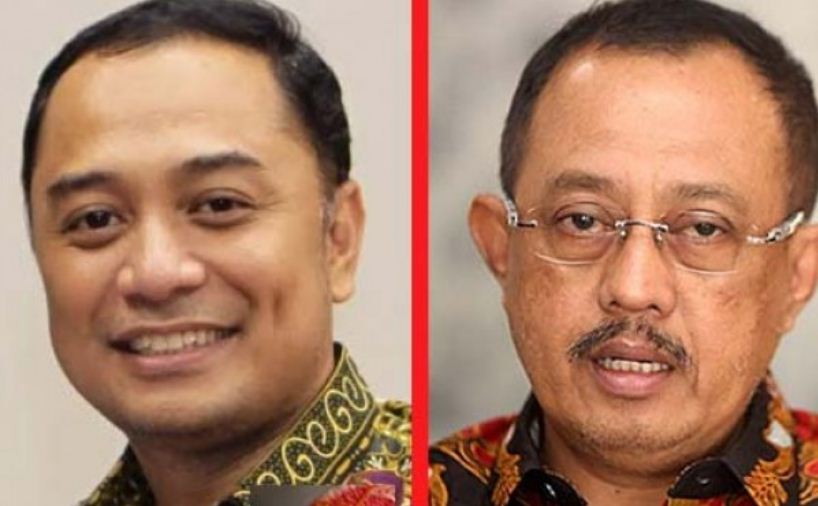 Eri Cahyadi (kiri) dan Armuji, pasangan calon wali kota dan wakil wali kota Surabaya yang secara resmi diusung PDI Perjuangan. (Ngopibareng)