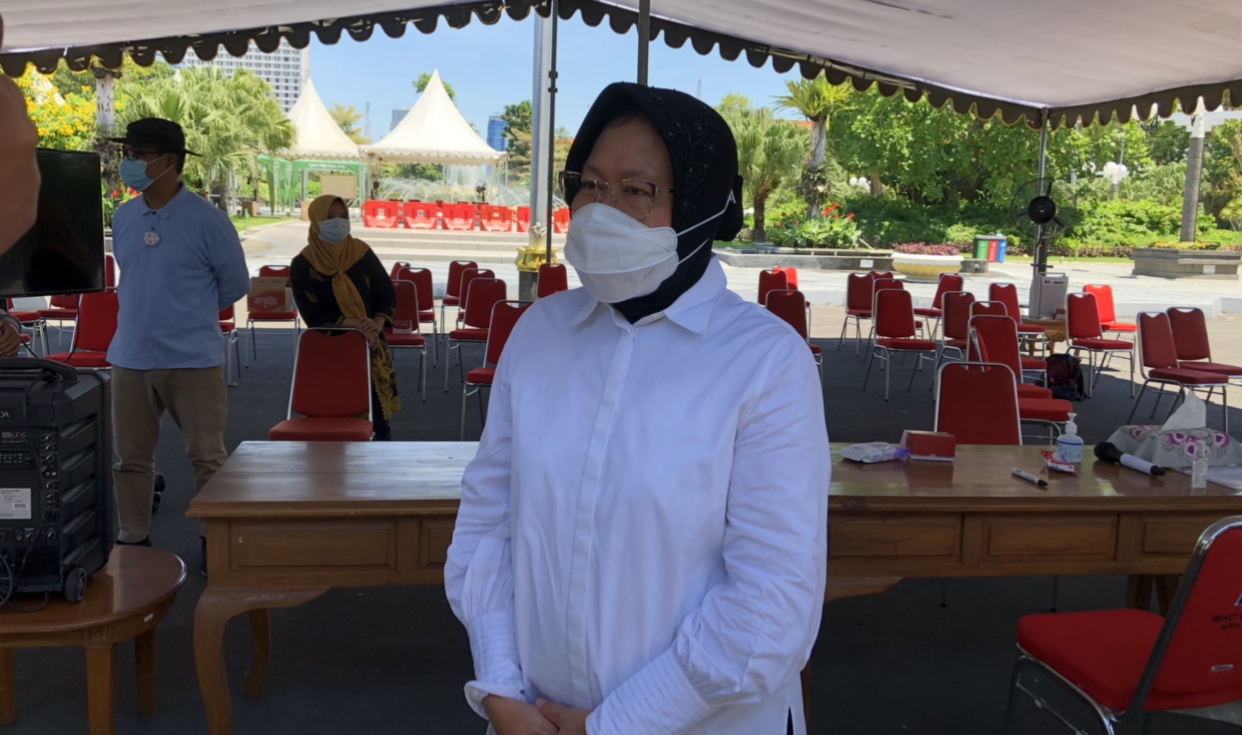Walikota Surabaya, Tri Rismaharini di Balai Kota, Kamis 10 September 2020. (Foto: Andhi Dwi/Ngopibareng.id)