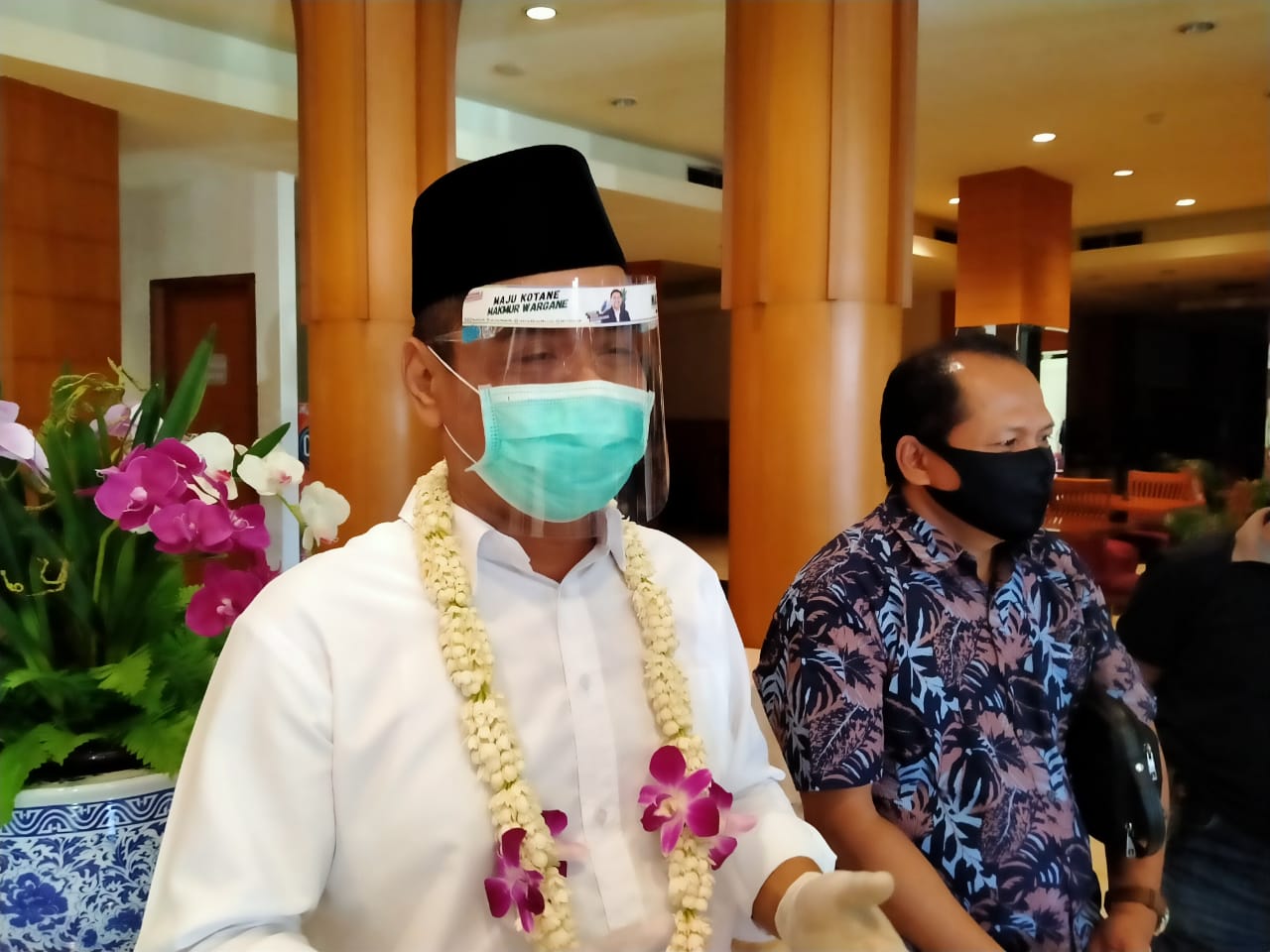 Bacawawali Surabaya, Mujiaman Sukirno usai deklarasi dukungan dari relawan Progo 5 di Hotel Bidakara, Surabaya, Jumat 11 September 2020. (Foto: Fariz Yarbo/Ngopibareng.id)