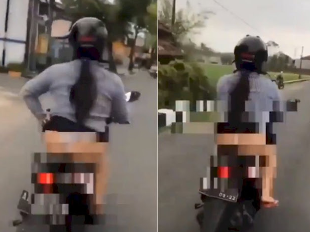 SAW alias Mbak Ida yang naik motor sambil pamer celana dalam alias CD, hingga viral di TikTok. (Foto: Instagram)